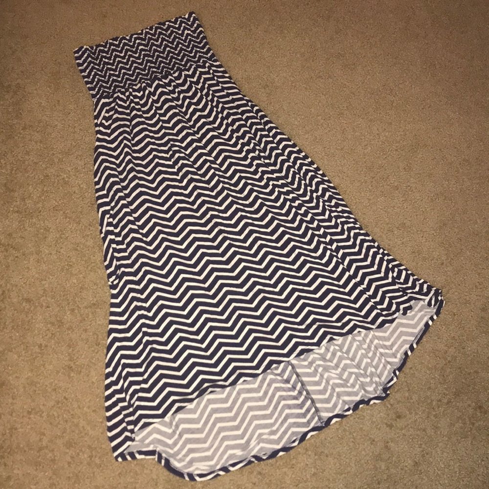 Strapless chevron high- low dress
